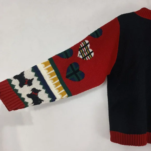 Vintage 80s Miniwaves Girls Multicolored Puppy Sweater size Large Preppy - Picture 5 of 7